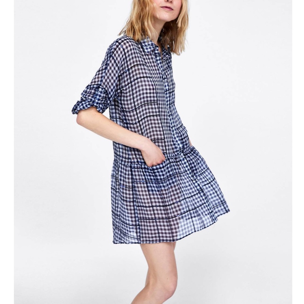 ZARA Sequined Gingham Dress